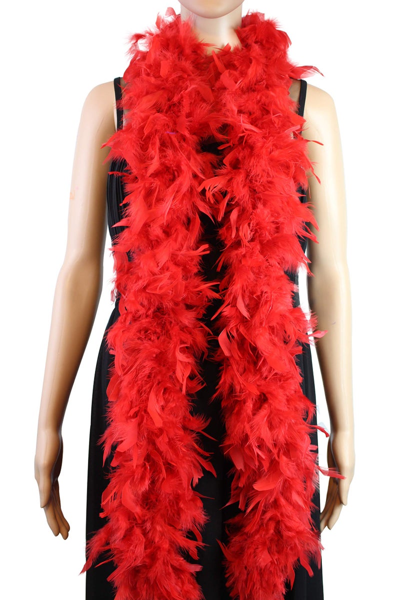 Flydreamfeathers 60 Gram, 2 yards Long Chandelle Feather Boa Great for Party, Wedding, Halloween Costume, Christmas Tree, Decoration(Red) - Image 2